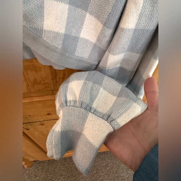 Forever 21 Cropped Cardigan Blue/White Gingham Size Large Academia Mean Girls - Picture 3 of 8